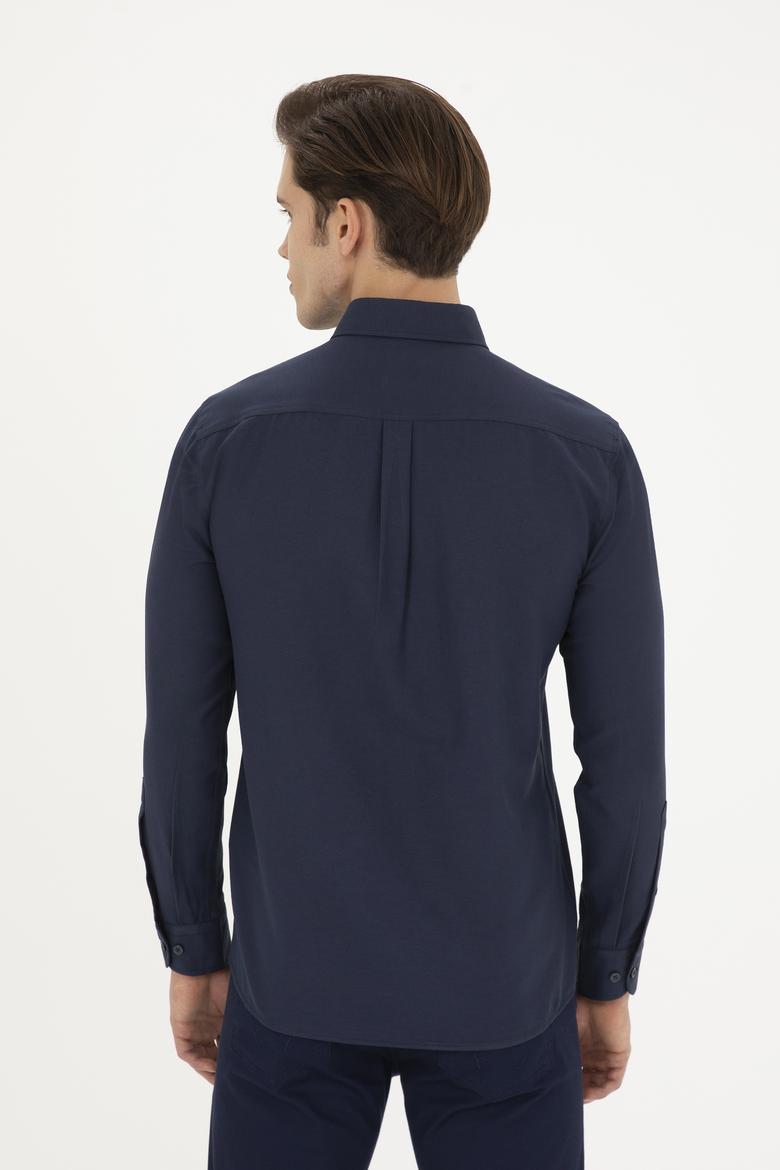 Erkek Lacivert Uzun Kollu Basic Gömlek - 50282589046