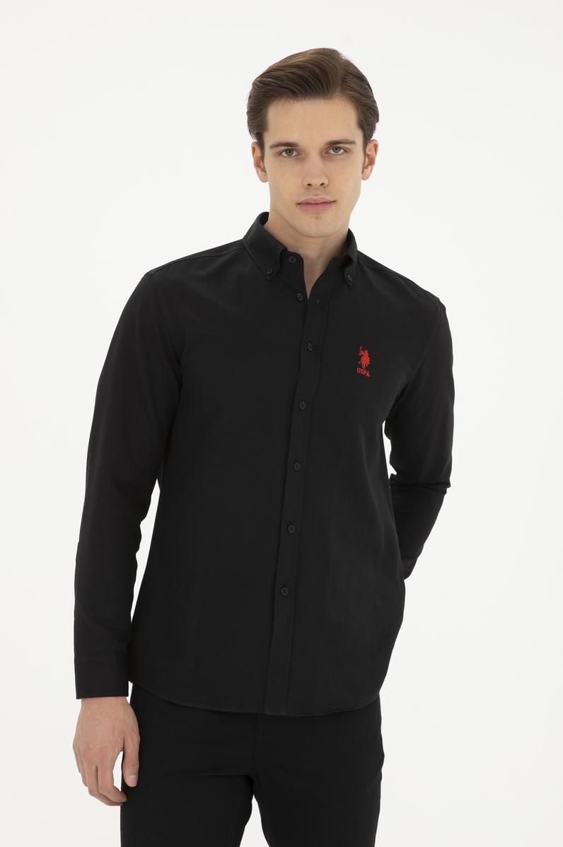 Erkek Siyah Uzun Kollu Basic Gömlek