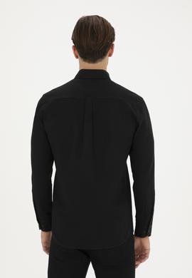 Erkek Siyah Uzun Kollu Basic Gömlek - 50282589060