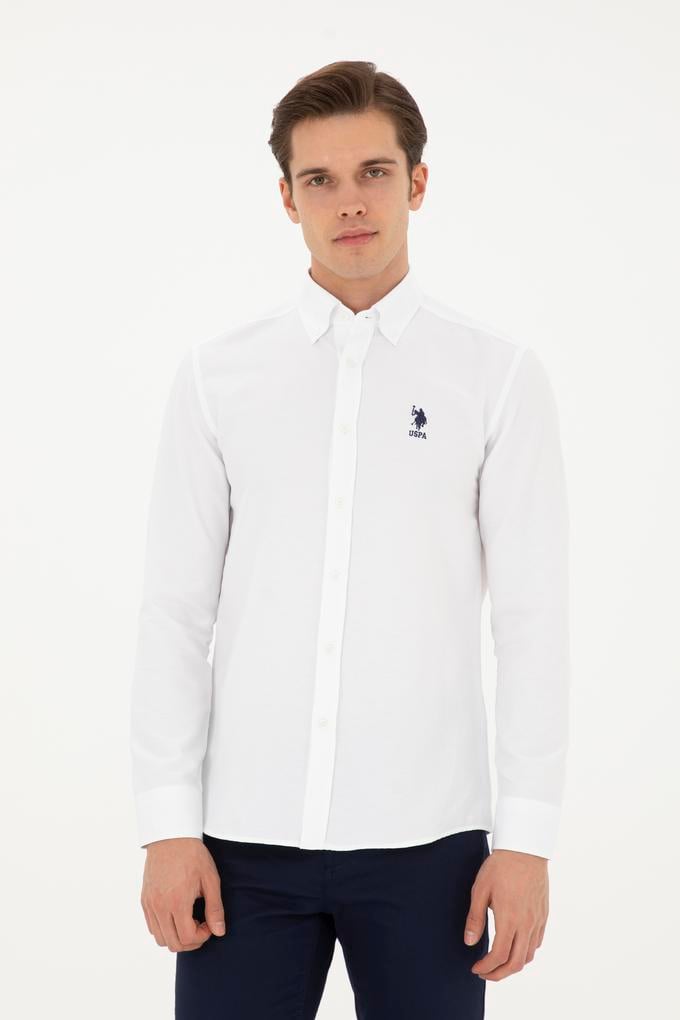 Erkek Beyaz Uzun Kollu Basic Gömlek