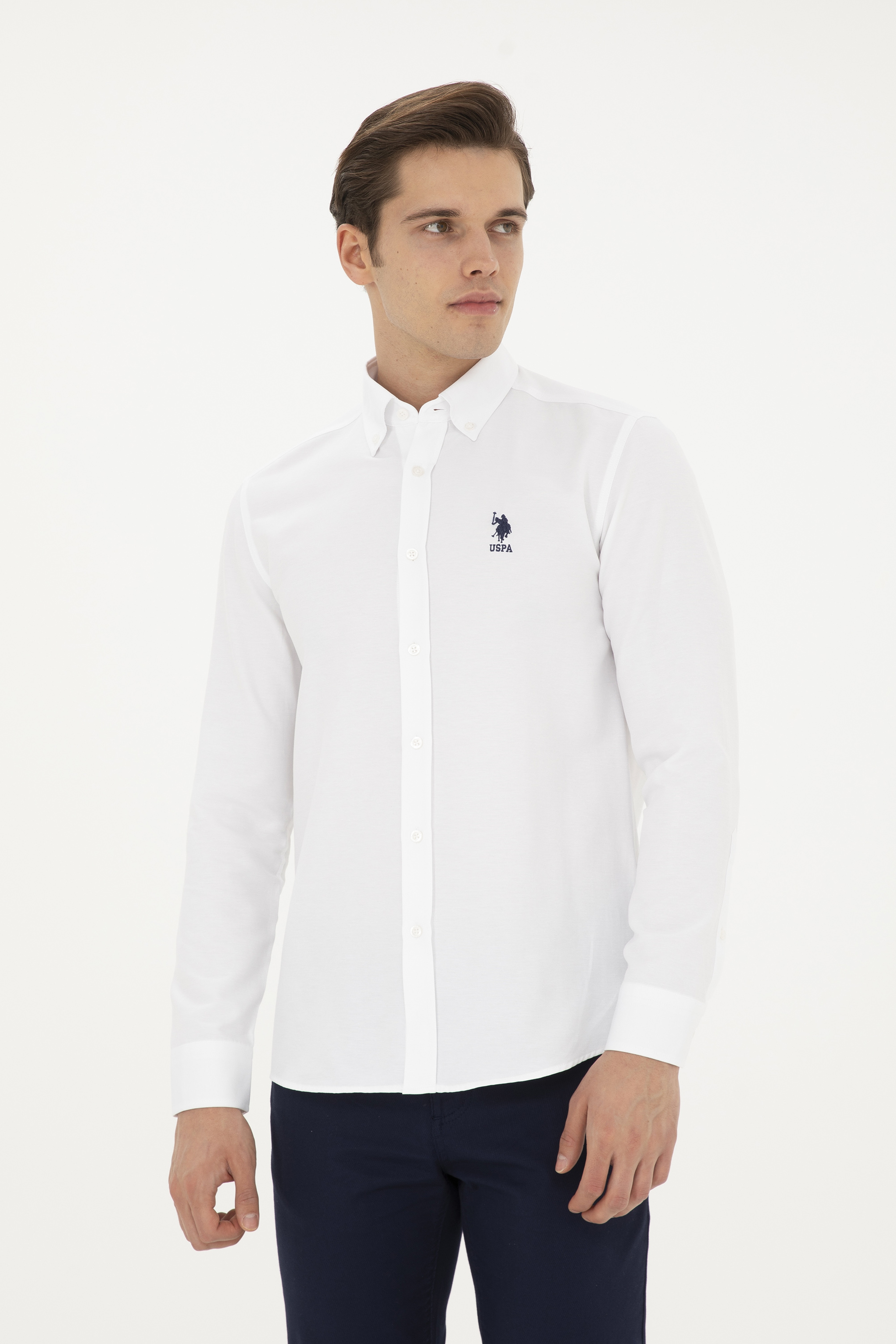 Erkek Beyaz Uzun Kollu Basic Gömlek