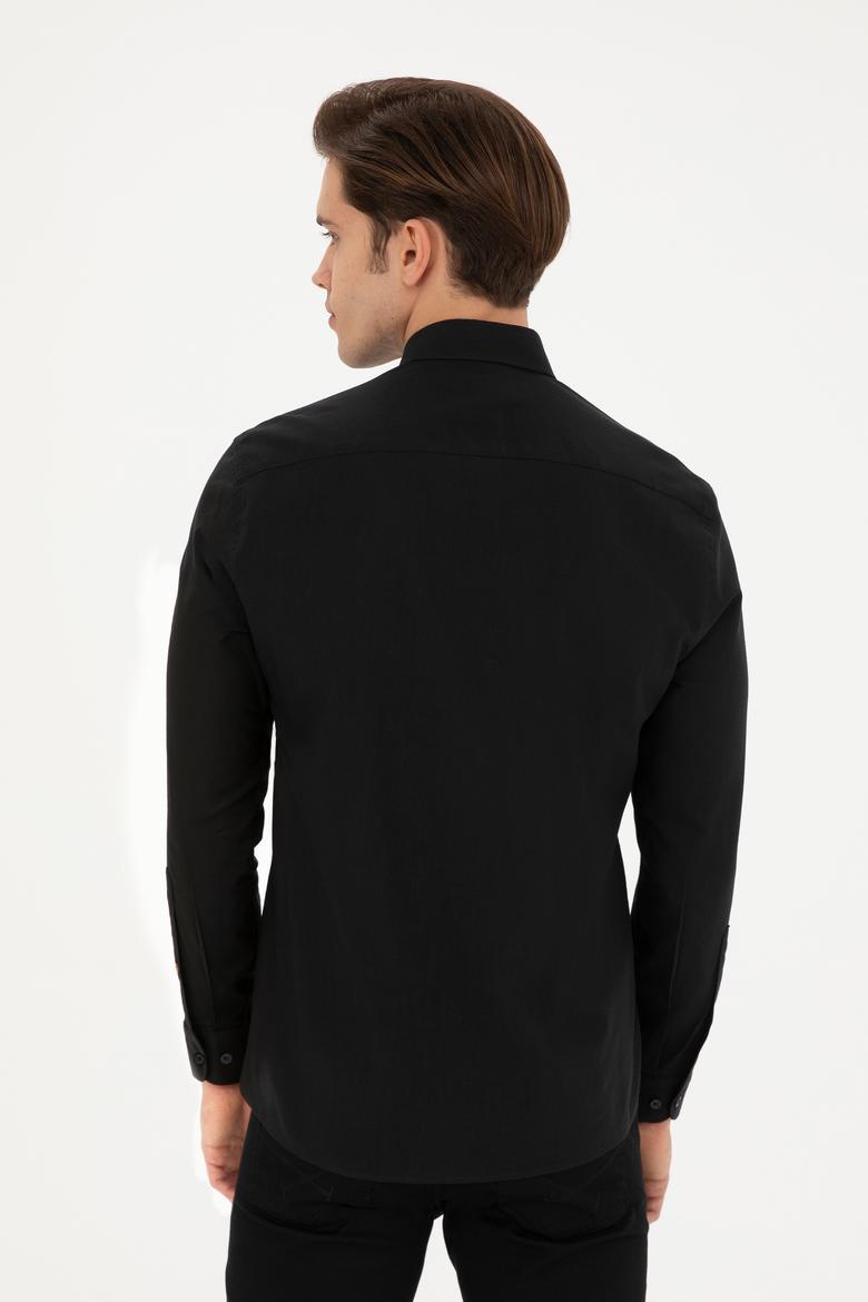 Erkek Siyah Uzun Kollu Basic Gömlek - 50282588083