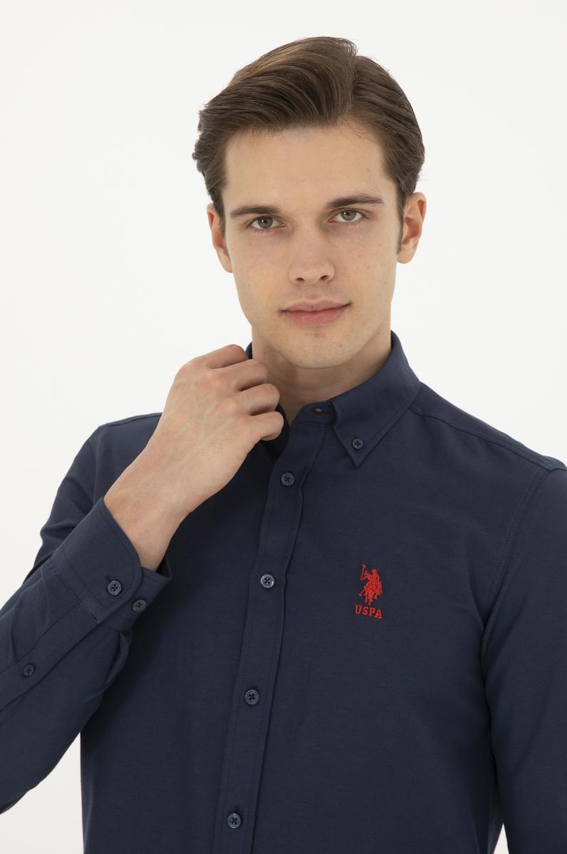 Erkek Lacivert Uzun Kollu Basic Gömlek