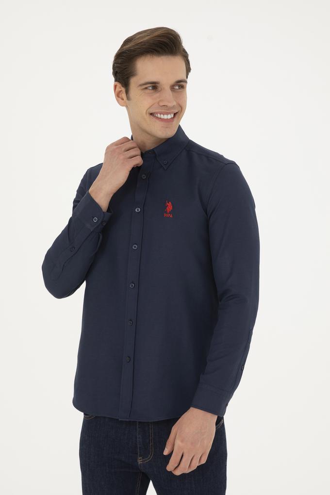 Erkek Lacivert Uzun Kollu Basic Gömlek