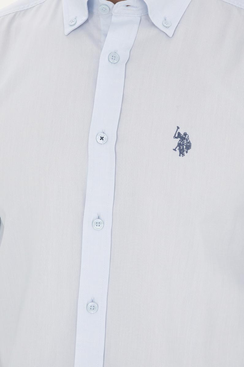 Erkek Açık Mavi Uzun Kollu Basic Gömlek