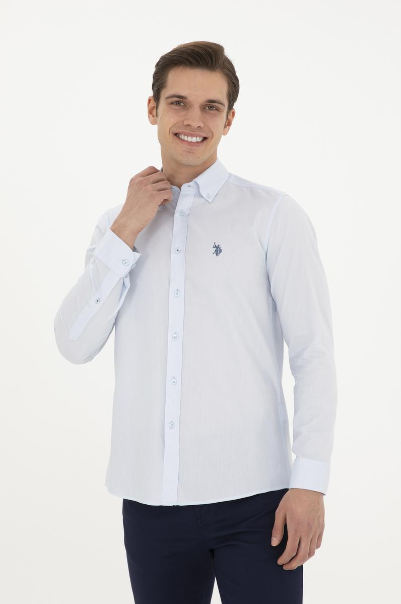 Erkek Açık Mavi Uzun Kollu Basic Gömlek