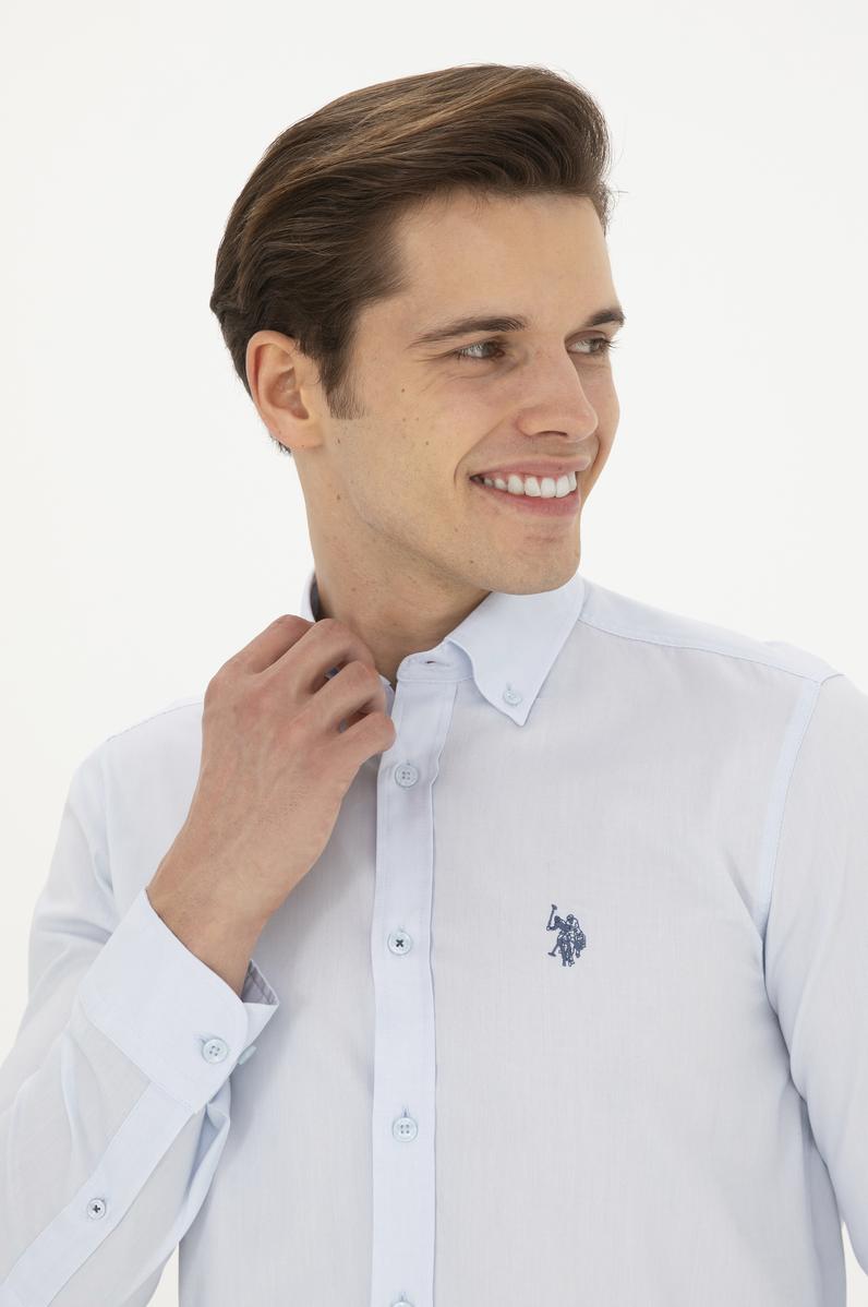 Erkek Açık Mavi Uzun Kollu Basic Gömlek