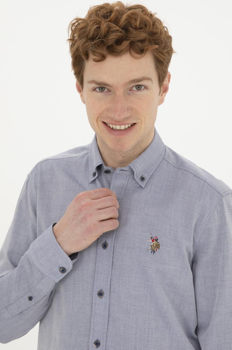 Erkek Lacivert Uzun Kollu Basic Gömlek