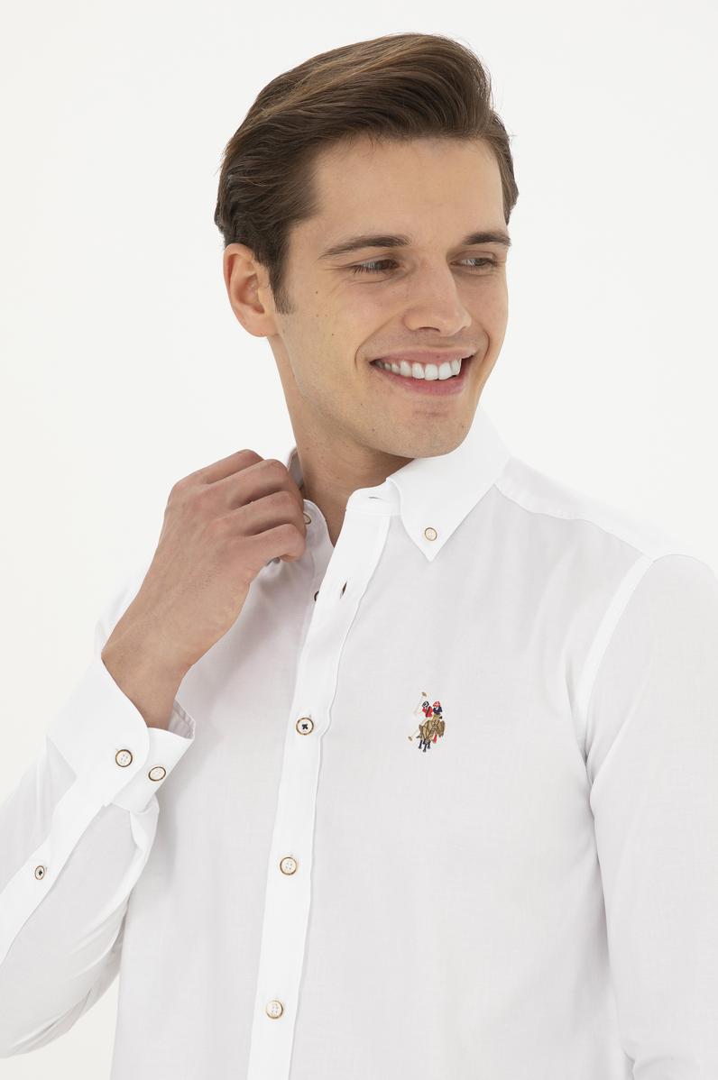 Erkek Beyaz Uzun Kollu Basic Gömlek