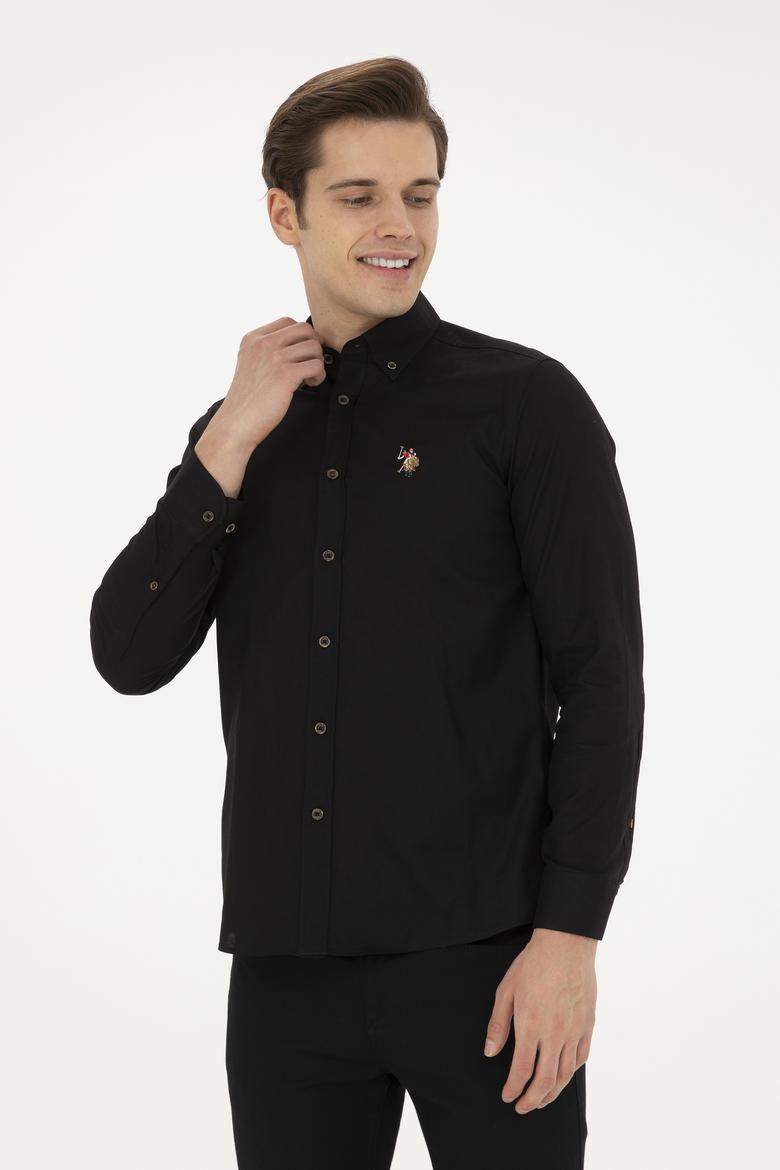 Erkek Siyah Uzun Kollu Basic Gömlek - 50282610125