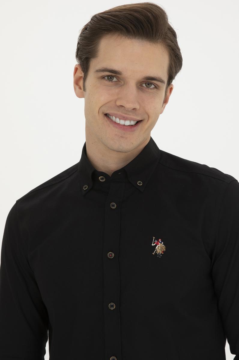 Erkek Siyah Uzun Kollu Basic Gömlek