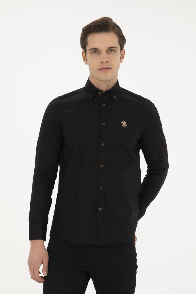 Erkek Siyah Uzun Kollu Basic Gömlek