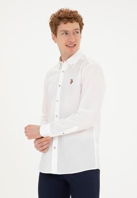 Erkek Beyaz Uzun Kollu Basic Gömlek - 50282609042