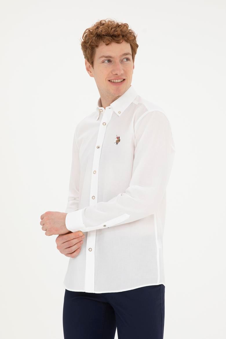 Erkek Beyaz Uzun Kollu Basic Gömlek - 50282609042