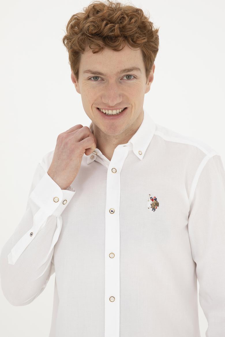 Erkek Beyaz Uzun Kollu Basic Gömlek - 50282609042