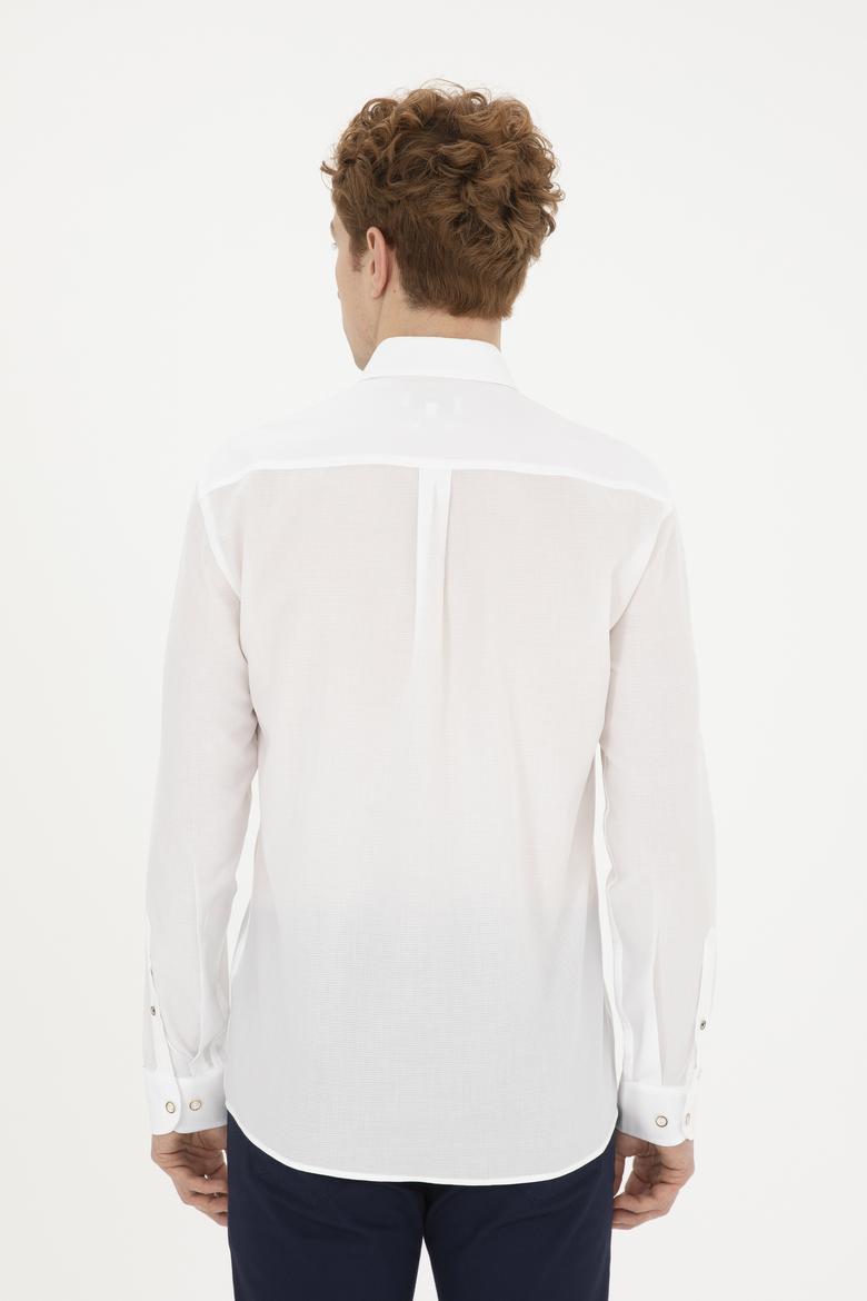 Erkek Beyaz Uzun Kollu Basic Gömlek - 50282609042