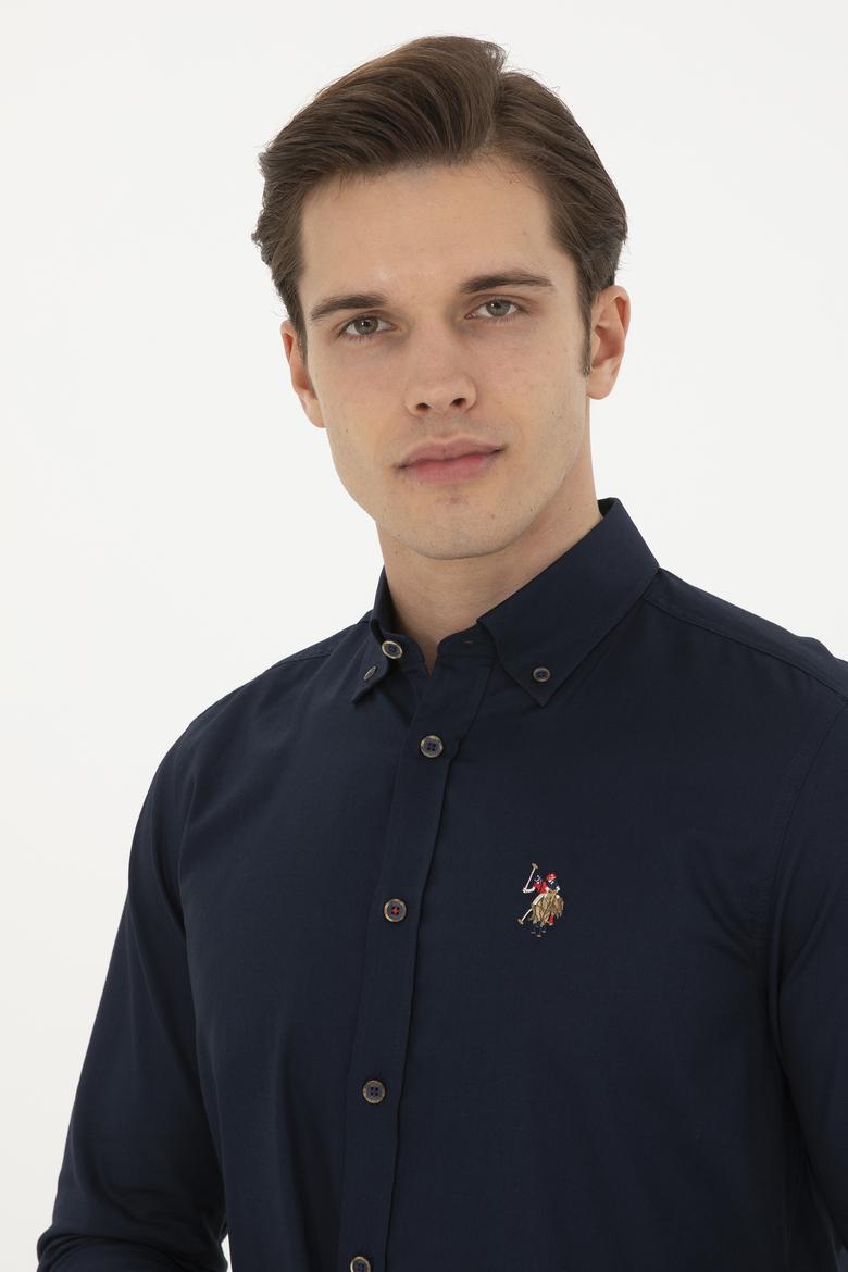 Erkek Lacivert Uzun Kollu Basic Gömlek - 50282610027