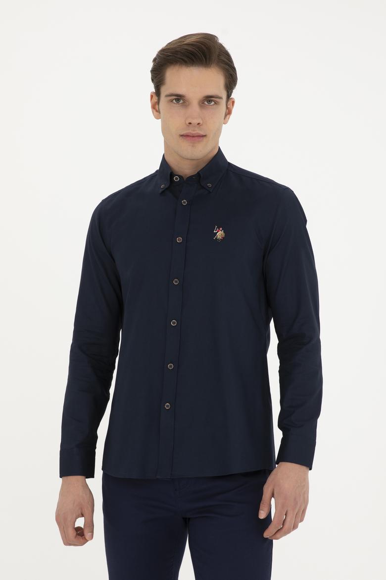 Erkek Lacivert Uzun Kollu Basic Gömlek - 50282610027