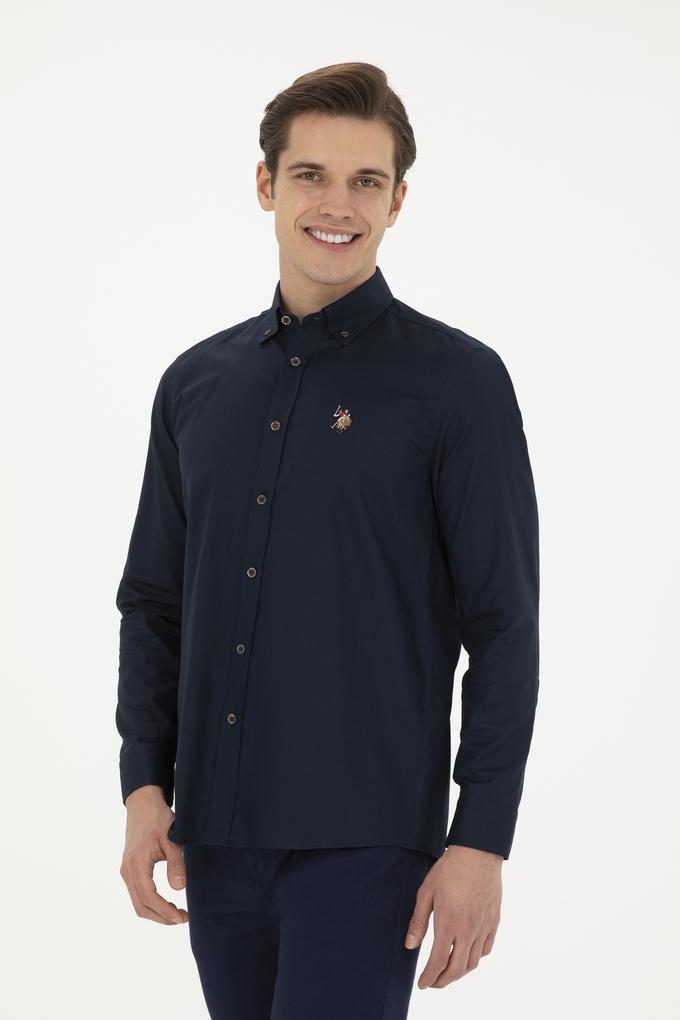 Erkek Lacivert Uzun Kollu Basic Gömlek