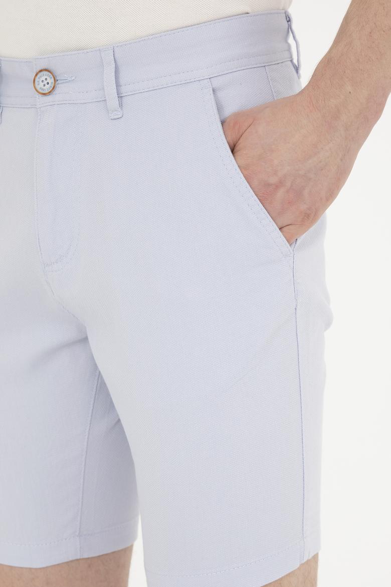 Erkek Açık Mavi Dokuma Şort - 50283928056