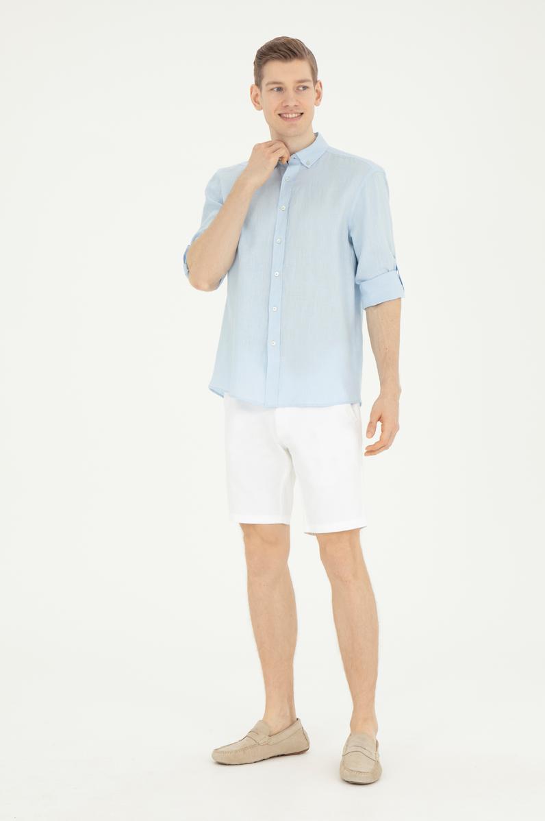 Erkek Beyaz Dokuma Şort