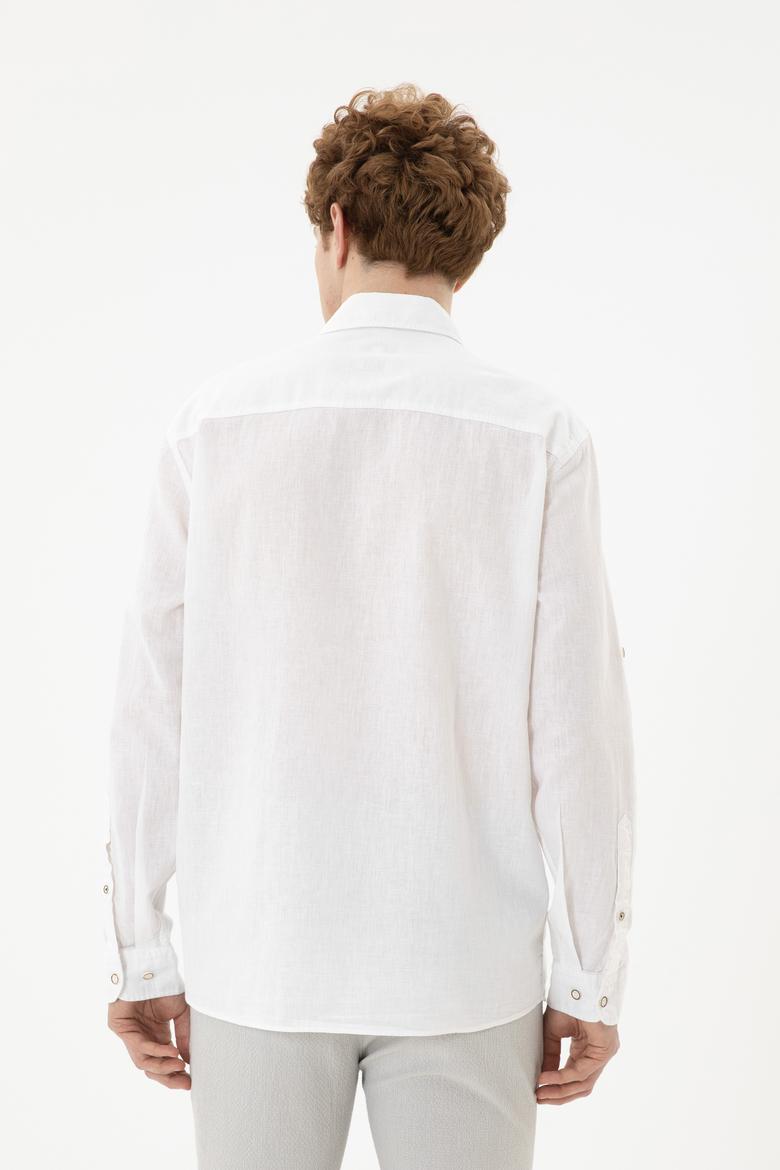 Erkek Beyaz Uzun Kollu Basic Gömlek - 50284297005