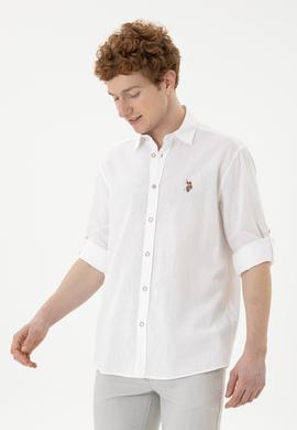 Erkek Beyaz Uzun Kollu Basic Gömlek - 50284297005