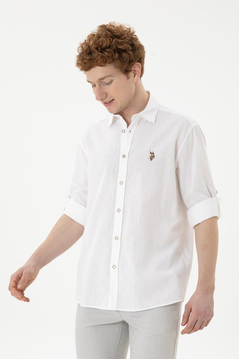 Erkek Beyaz Uzun Kollu Basic Gömlek - 50284297005