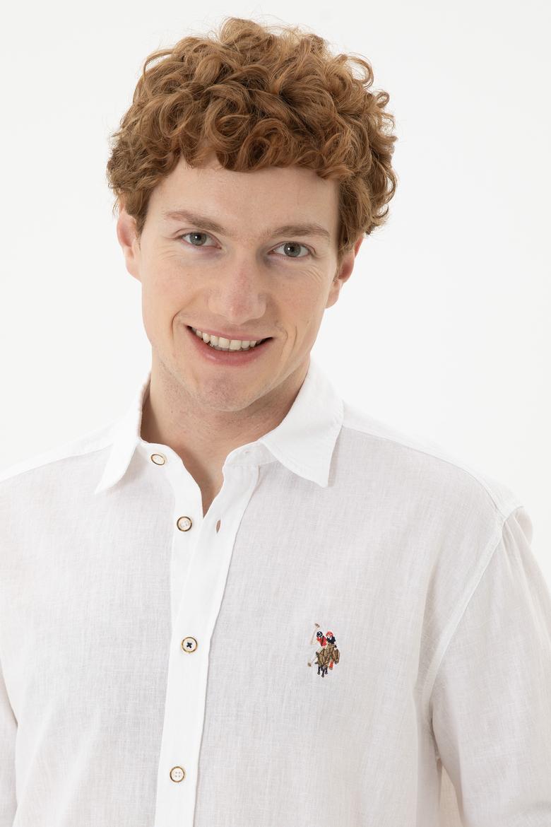 Erkek Beyaz Uzun Kollu Basic Gömlek - 50284297005