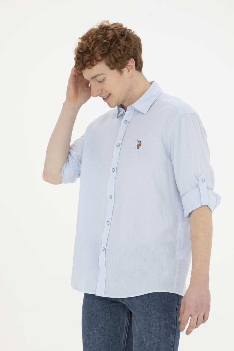 Erkek Açık Mavi Uzun Kollu Basic Gömlek - 50284297017