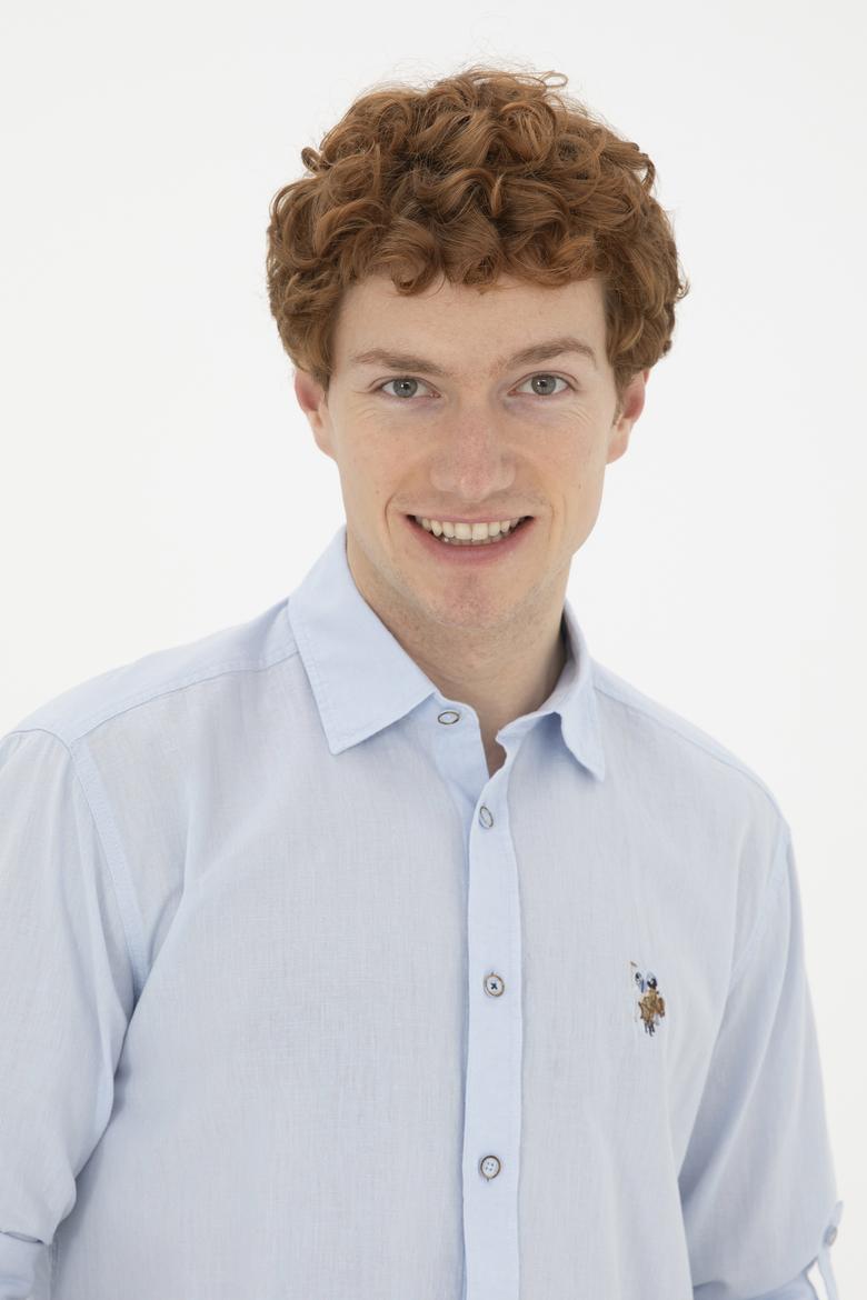 Erkek Açık Mavi Uzun Kollu Basic Gömlek - 50284297017