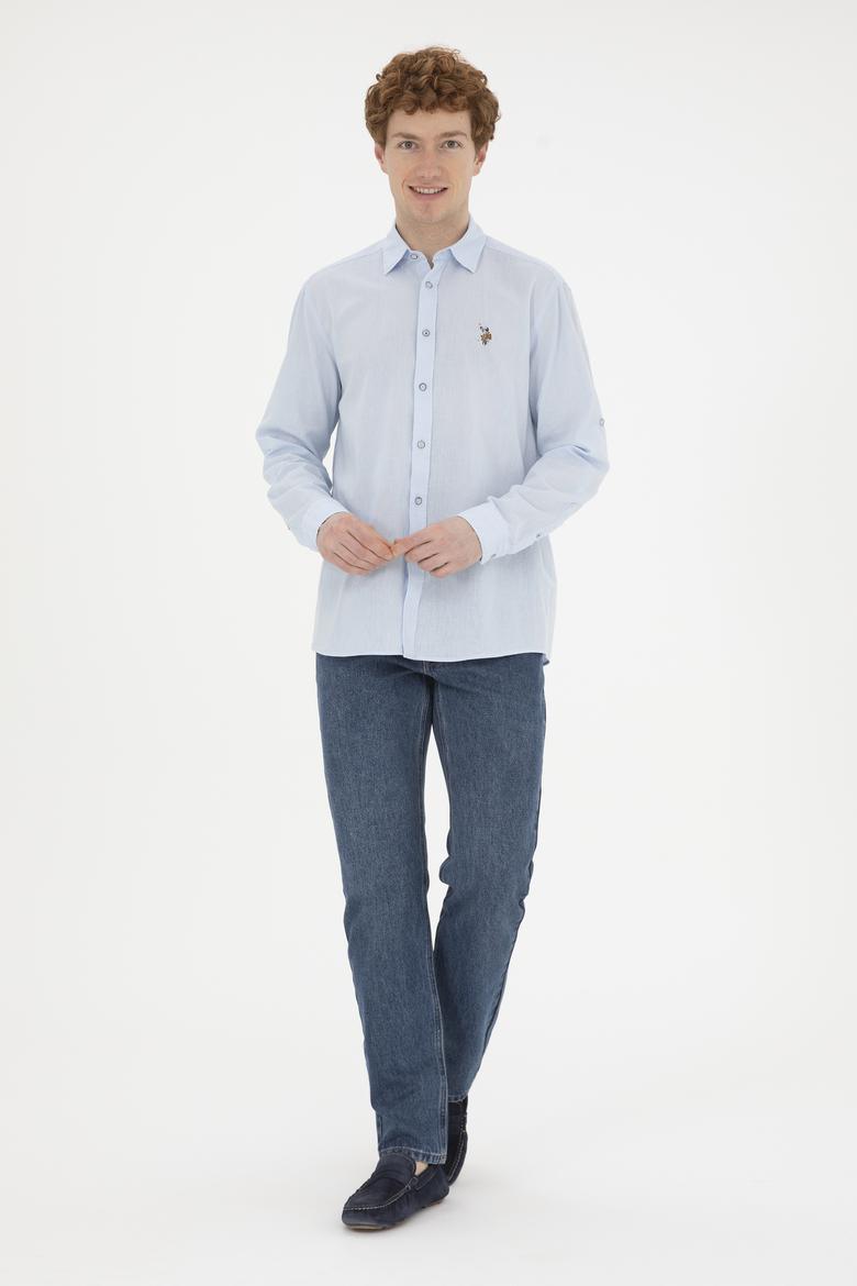 Erkek Açık Mavi Uzun Kollu Basic Gömlek - 50284297017