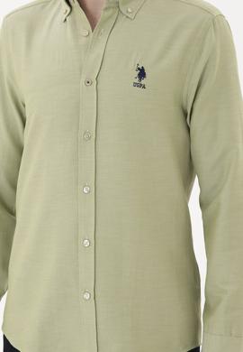 Erkek Açık Haki Uzun Kollu Basic Gömlek - 50287805108