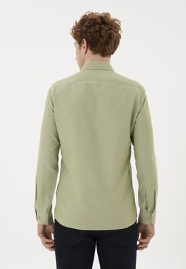 Erkek Açık Haki Uzun Kollu Basic Gömlek - 50287805108