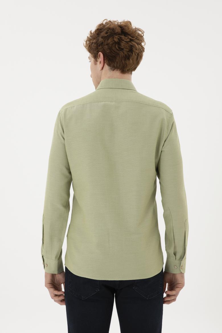 Erkek Açık Haki Uzun Kollu Basic Gömlek - 50287805108