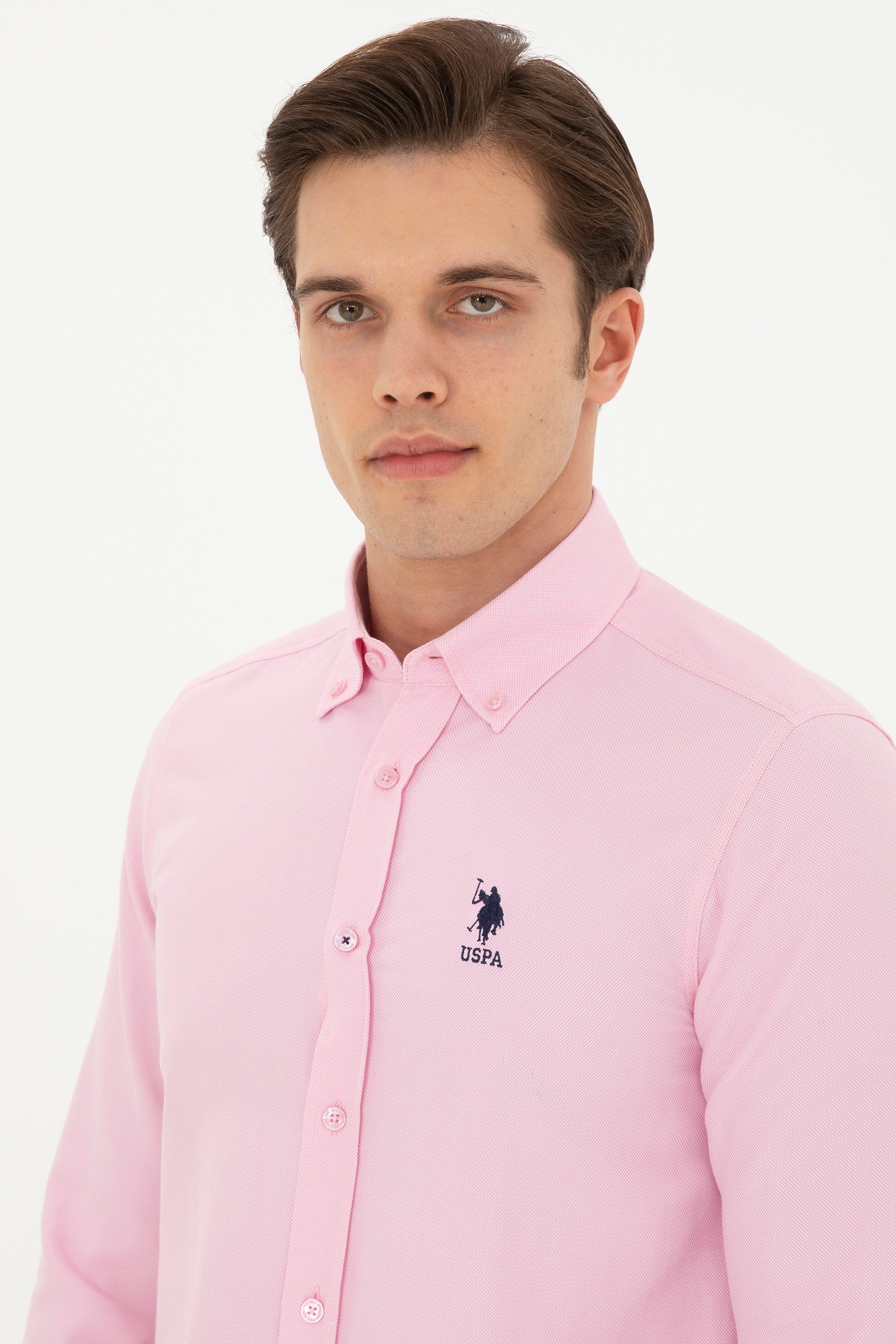 Erkek Pembe Uzun Kollu Basic Gömlek - Image 2