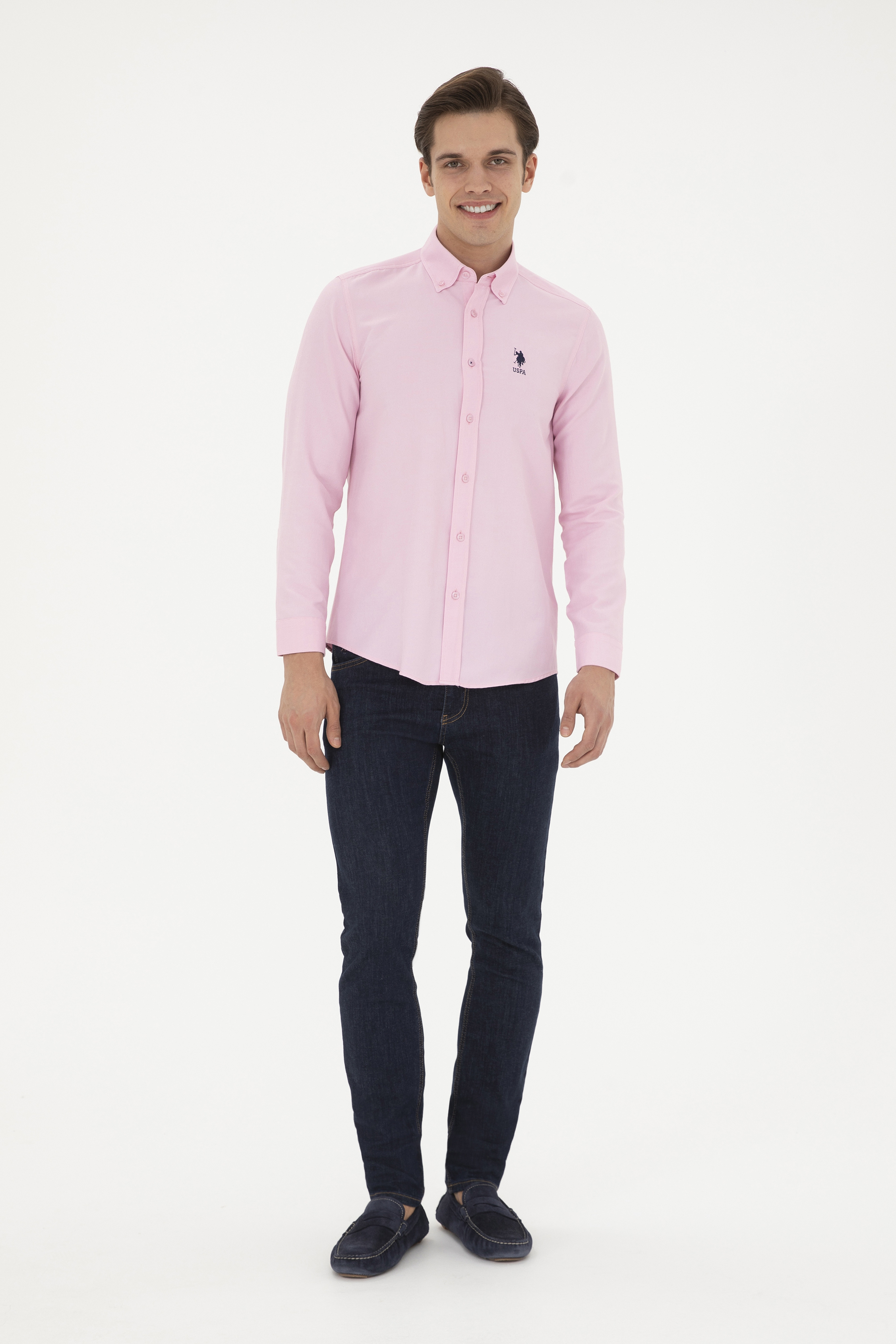 Erkek Pembe Uzun Kollu Basic Gömlek - Image 4