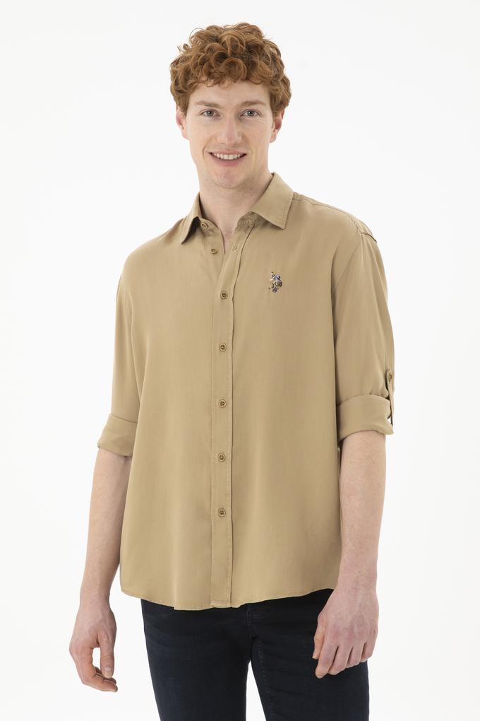 Erkek Haki Uzun Kollu Gömlek