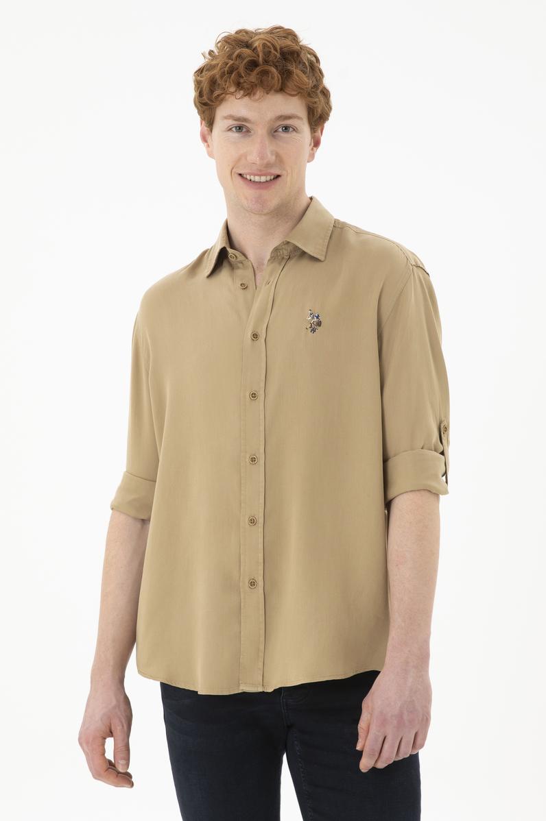 Erkek Haki Uzun Kollu Gömlek