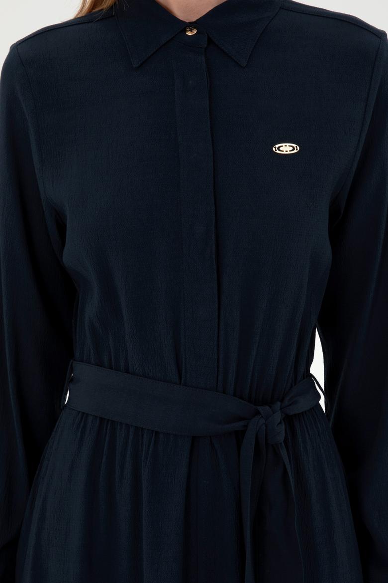 Kadın Lacivert Dokuma Elbise - 50289869018