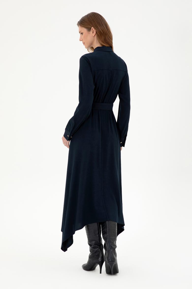 Kadın Lacivert Dokuma Elbise - 50289869018