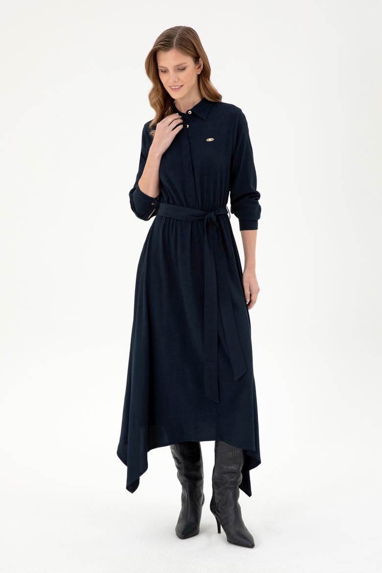 Kadın Lacivert Dokuma Elbise - 50289869018