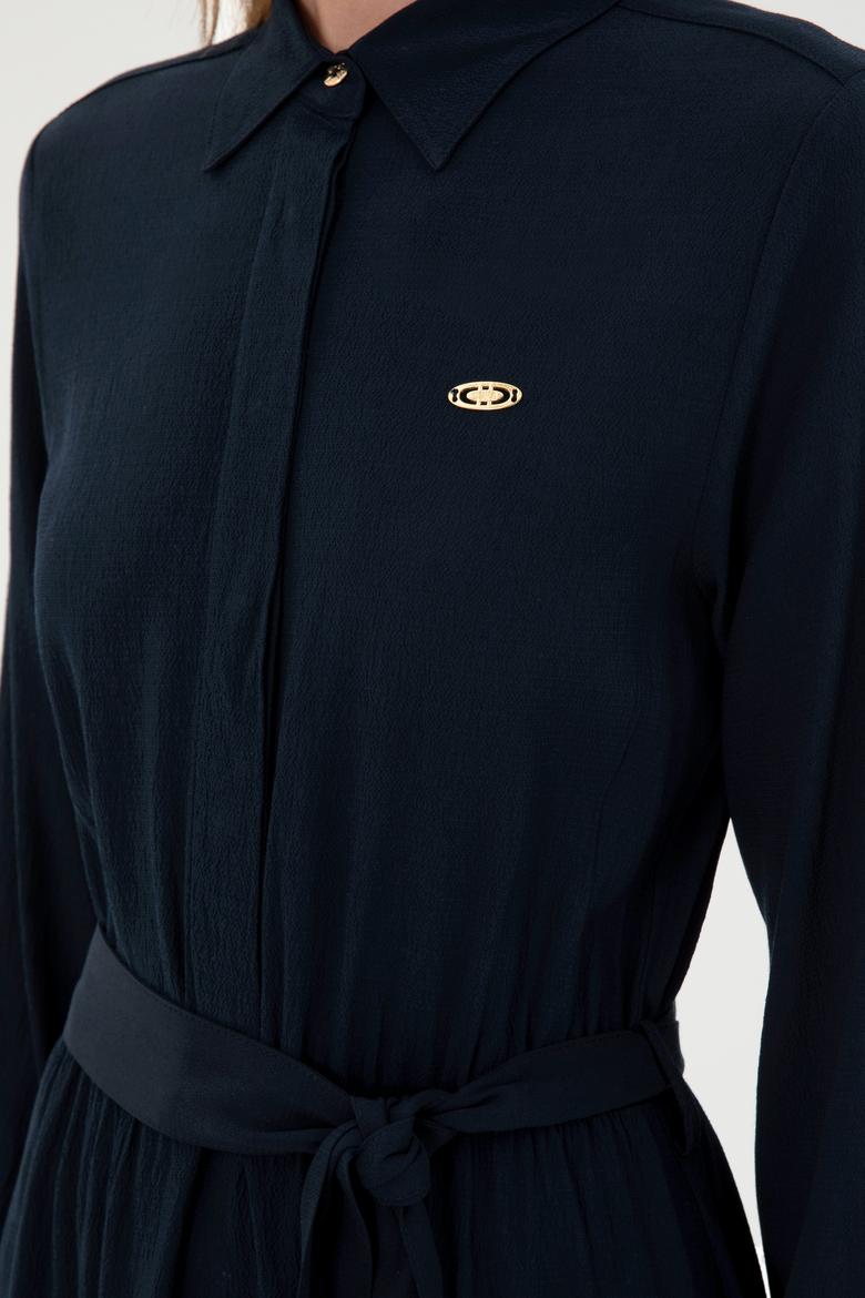 Kadın Lacivert Dokuma Elbise - 50289869018