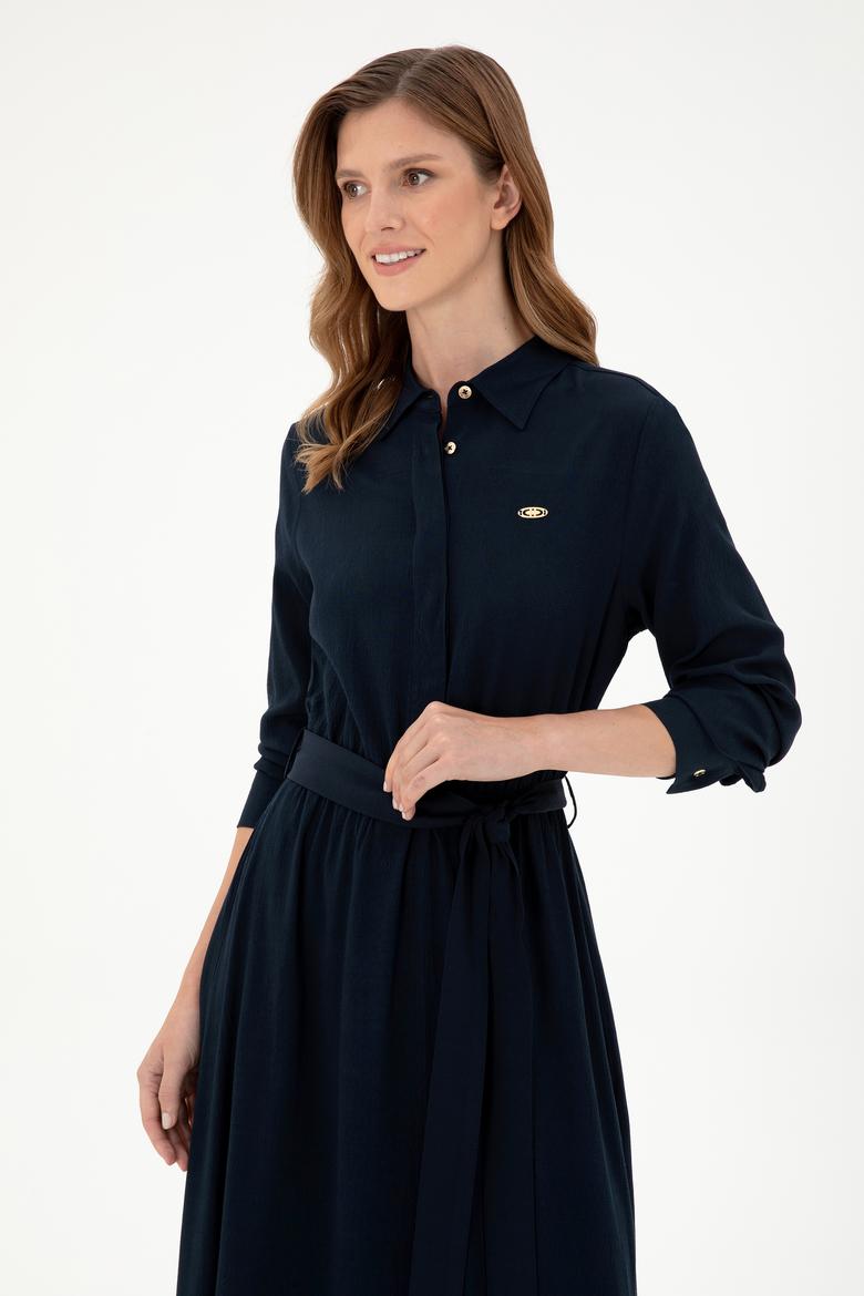 Kadın Lacivert Dokuma Elbise - 50289869018