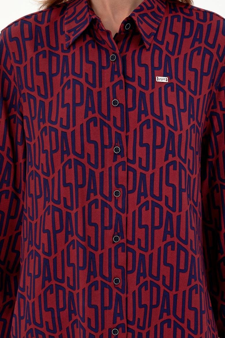 Kadın Bordo Uzun Kollu Gömlek - 50292297003