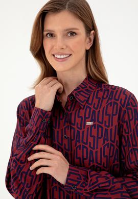 Kadın Bordo Uzun Kollu Gömlek - 50292297003