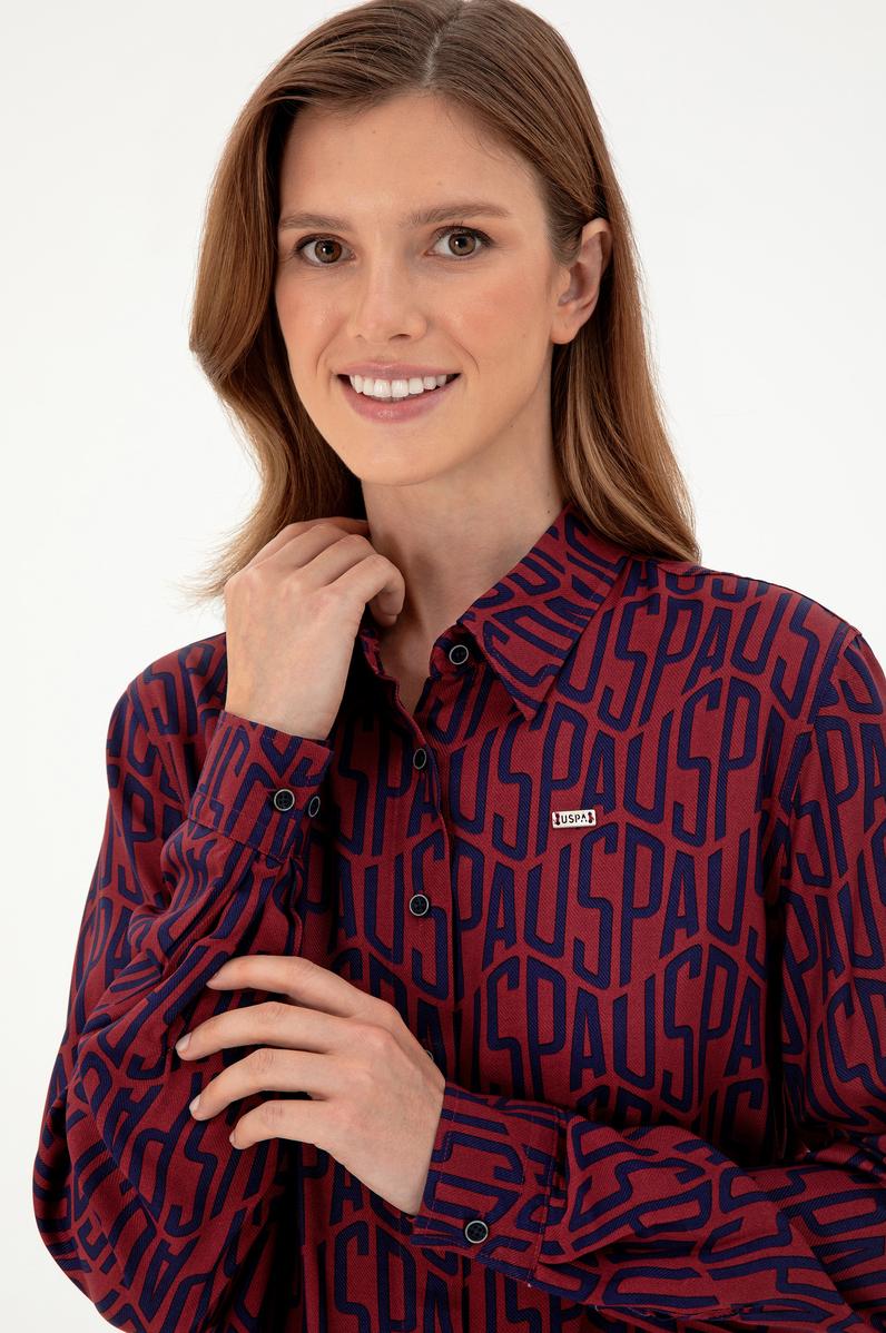 Kadın Bordo Uzun Kollu Gömlek