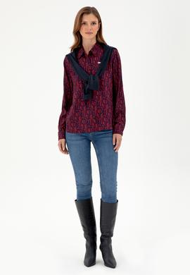 Kadın Bordo Uzun Kollu Gömlek - 50292297003