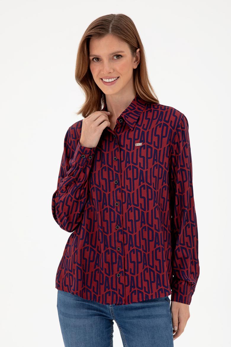 Kadın Bordo Uzun Kollu Gömlek - 50292297003