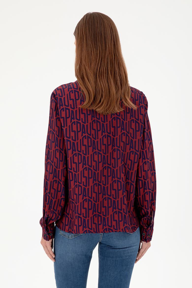 Kadın Bordo Uzun Kollu Gömlek - 50292297003